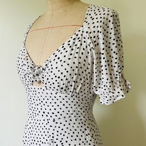 Vintage style white polka dot midi dress size 4